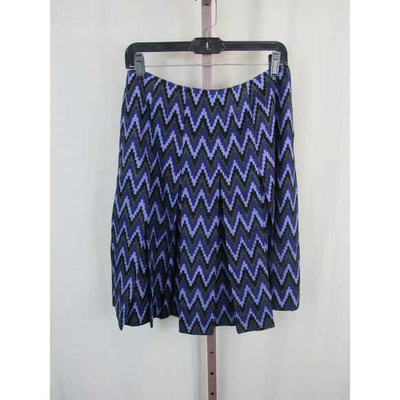 Carlisle US 8 Silk Wool Purple and Black Geometric Zip Zag Pleated Skirt - Picture 3 of 8